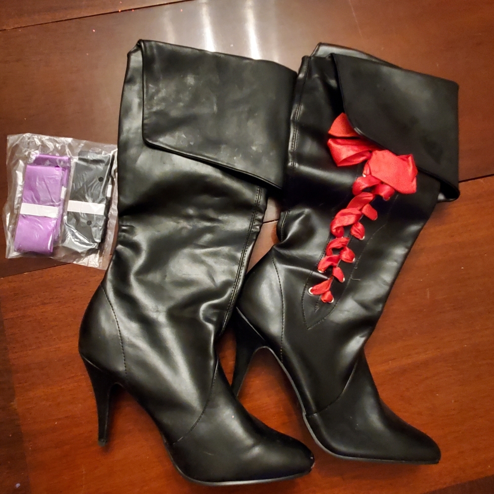 Black Women's Pirate Boots Sz 10